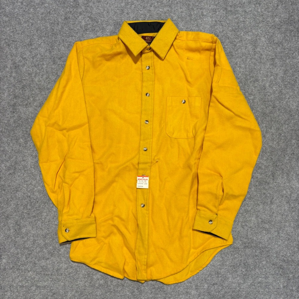 Vintage Van Heusen 417 Shirt Men 14 Yellow Long Sleeve Button Down Deadstock NWT